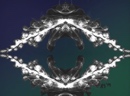 "Delphinum Mirrored", radiograph of delphinium, altered in Photoshop, 2014